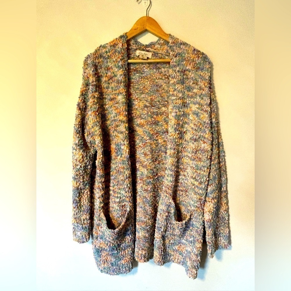 Jessica Simpson- Popcorn Knit Multicolor Cardigan Sweater